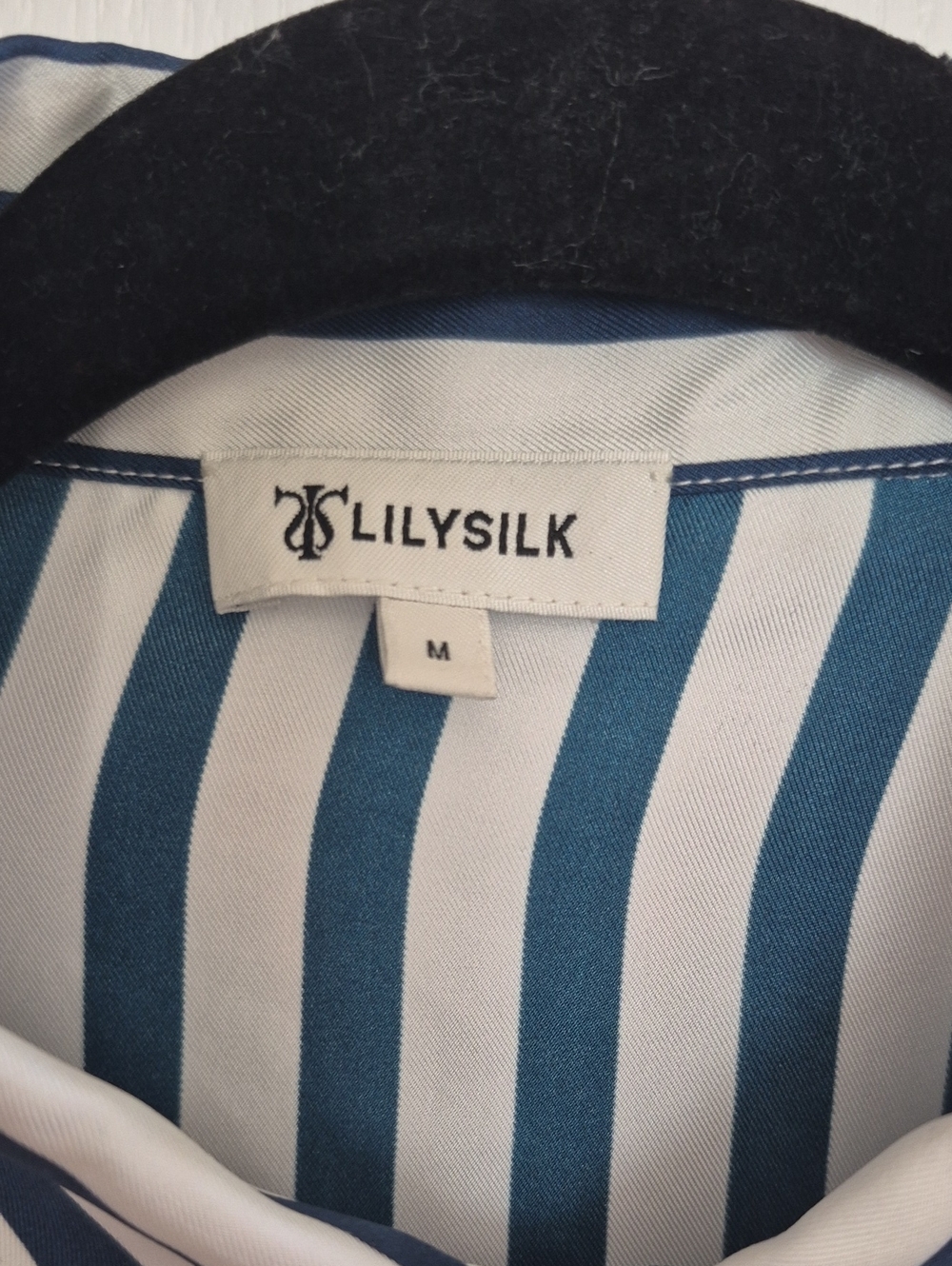 LILYSILK Blue and White Striped Silk Blouse